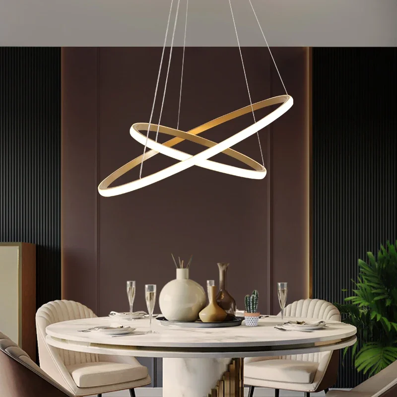 

Modern Luxury Ring Resin Chandelier for Kitchen Island Dining Tables Living Room Pendant Lamp Indoor Lighting Hanging Fixture