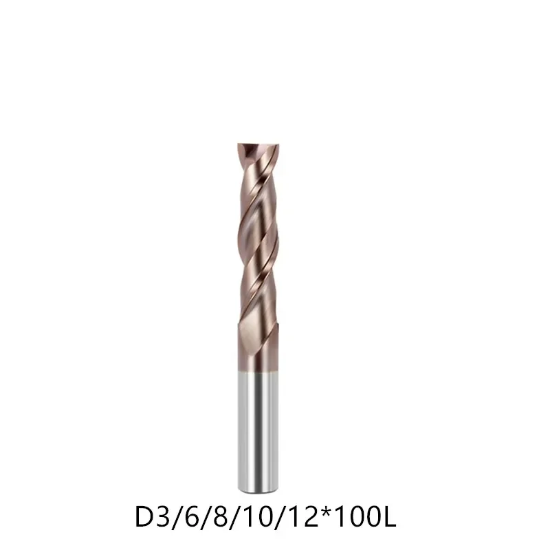 

2PCS HRC50 D3 4 6 8 10*L100mm 2 Flutes Extra Long Tungsten Carbide Flat Square End Mill Set CNC Tool Milling Cutter of Machine