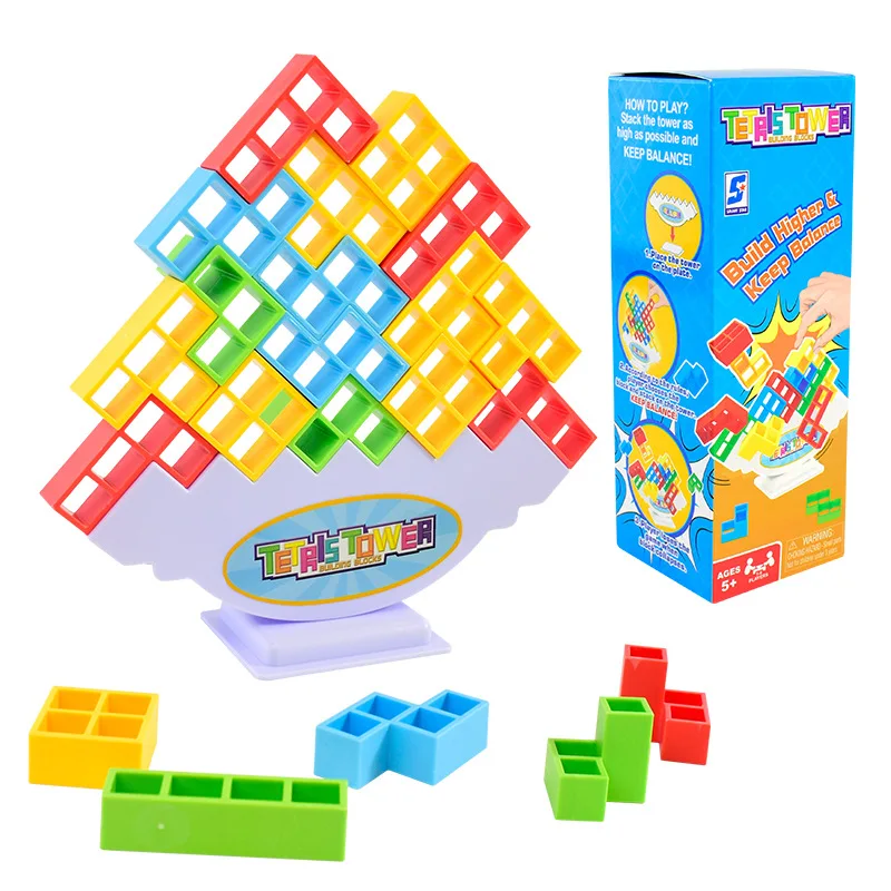 Tetris Infantil Empilhando Blocos de Construção De Música, Montagem Tridimensional, Balanço De Balanço, Empilhamento De Jogo De Mesa Alta