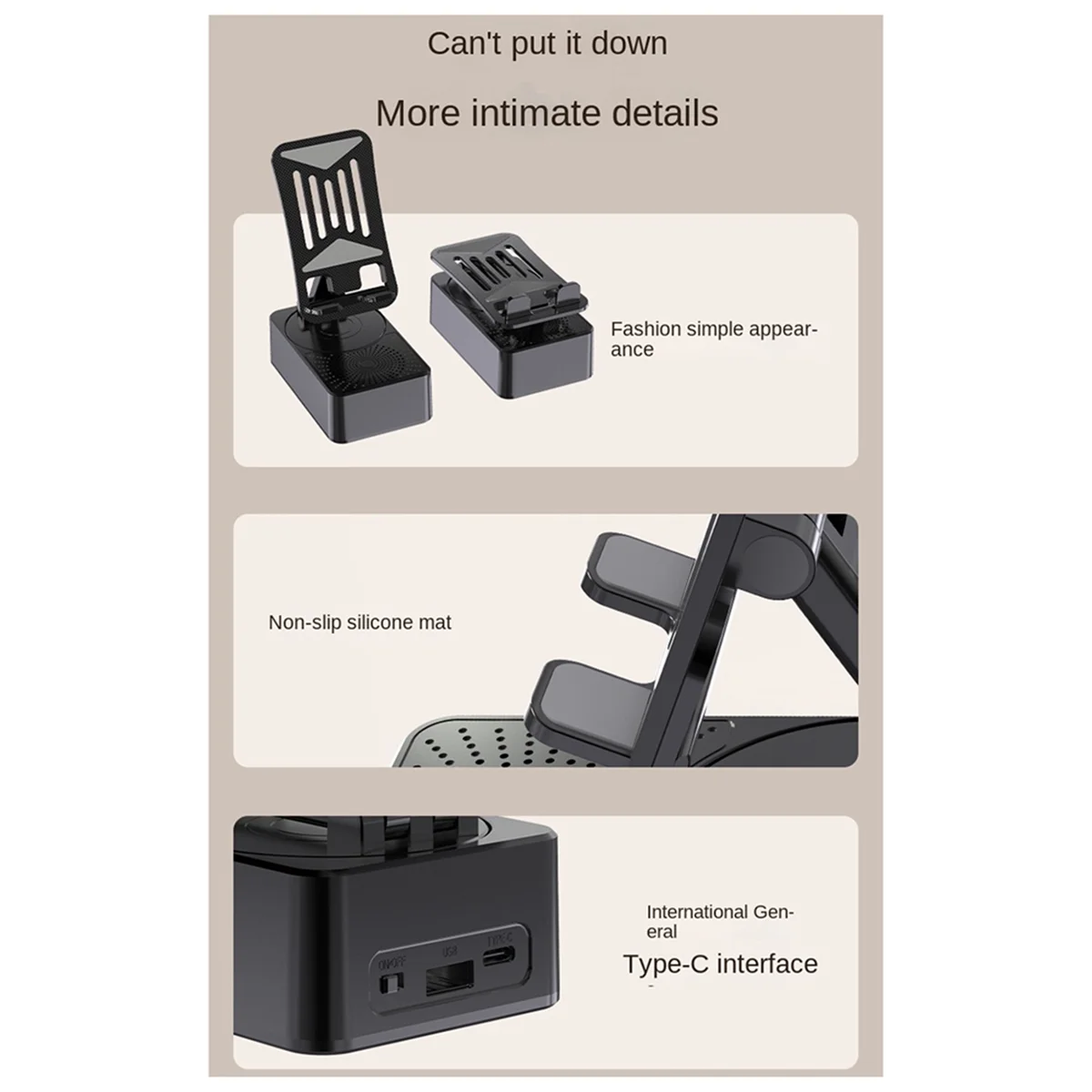 ABGN Soporte para teléfono móvil giratorio inteligente Bluetooth, soporte para teléfono móvil Altavoz Bluetooth perezoso Soporte para teléfono móvil plegable