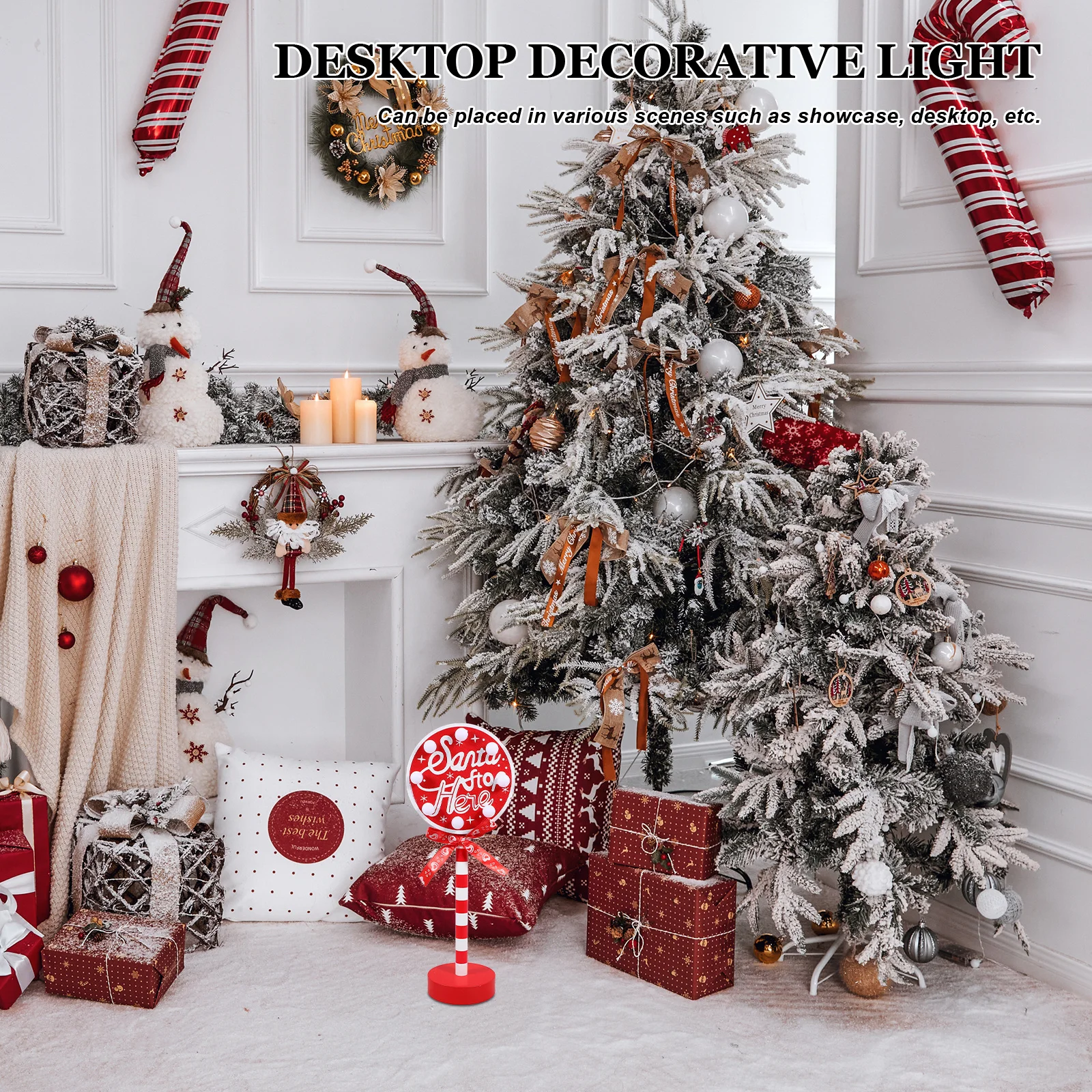 عيد الميلاد خشبية LED ضوء مصباح للديكور المنزل منضدية السرير غرفة المعيشة عيد الميلاد الديكور مضيئة ضوء الليل عطلة #4