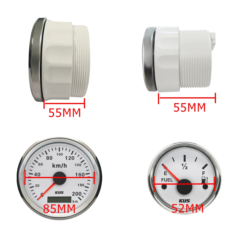 KUS 6 Gauge Set 0-200KM GPS Speedometer Tachometer with 0-190 240-33 ohm Fuel Level Water Temperature Oil Pressure Voltage