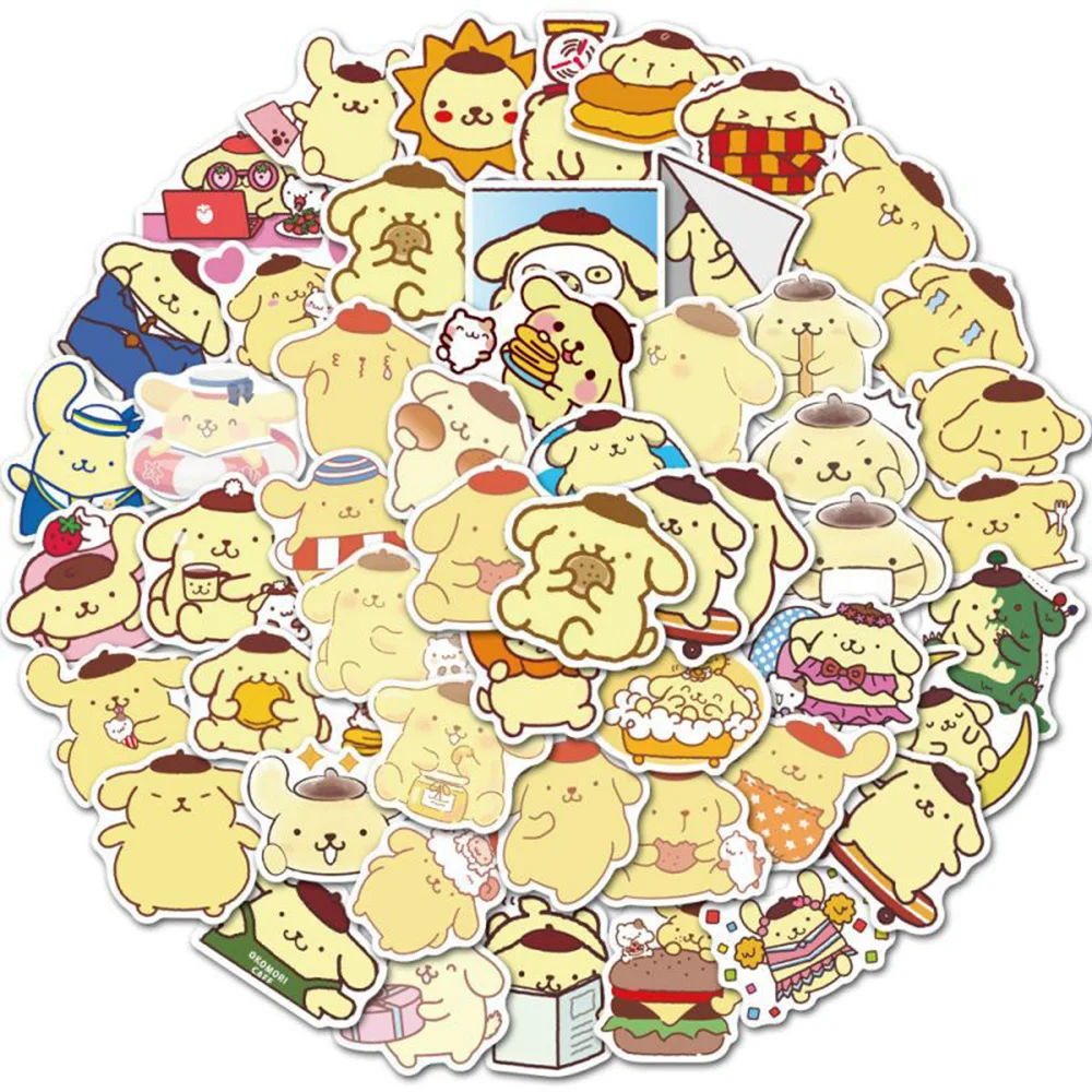 10/30/50pcs Kawaii Pompom Purin Stickers Cute Cartoon Graffiti Decal Phone Water Bottle Laptop Funny Sanrio Sticker for Kids Toy