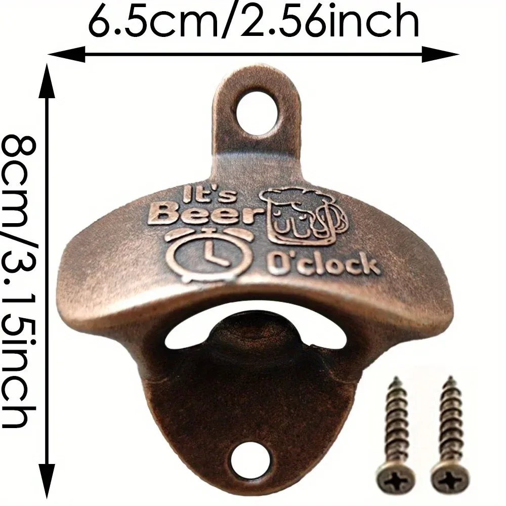 1pc It\'s Beer\'O Clock Bottle Opener Wall Mounted with Screws Vintage Retro Beer Opener BBQ DIY Tools Bar Decor Kitchen Gadgets