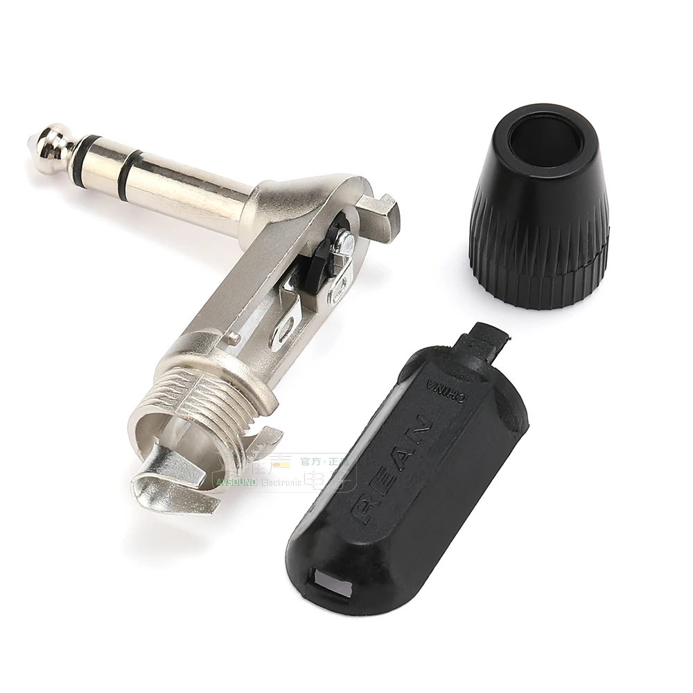Neutrik's REAN Jack 6.35 TS TRS 90 ° L-shaped Right Angle Plug Stereo / Mono 2 3 Pole 6.5 1/4 Microphone Guitar Audio NYS207 208