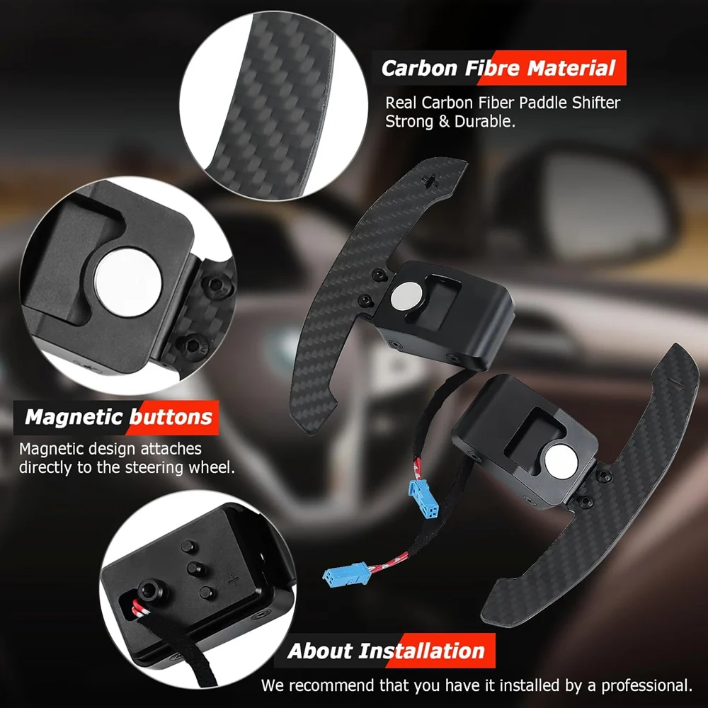 Carbon Fiber Magnetic Steering Wheel Paddle Shifter Extensions for BMW F30 F31 F33 F15 F16 F80 F10 F15 F16 G30 G20 F80 M3 F90 M5