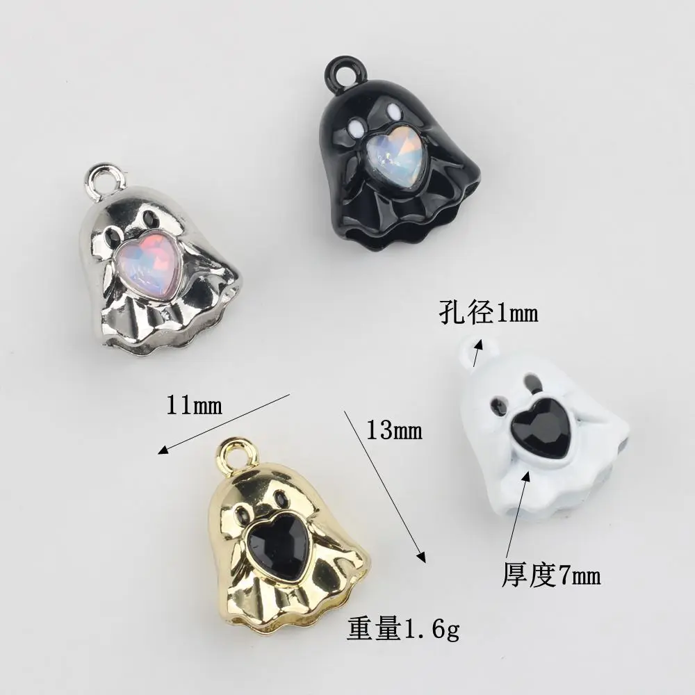 10Pcs/lot Simple Alloy Ghost Monster Pendant DIY Jewelry Making with Zircon Inlay for Necklace Bracelet Charms