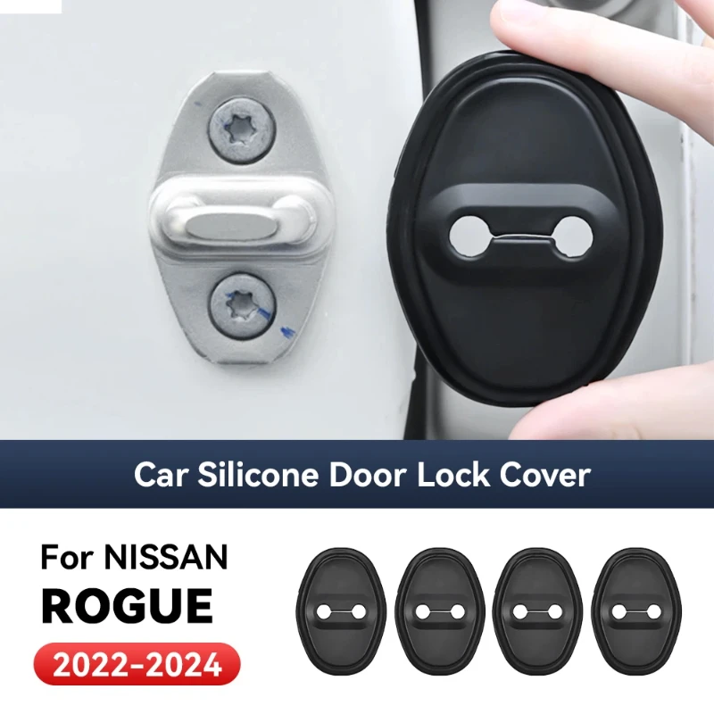 

4pcs Car Decorat Accessories Silicone Protecte Auto Door Lock Latch Shock Absorber Cover For NISSAN Rogue 2022-2024