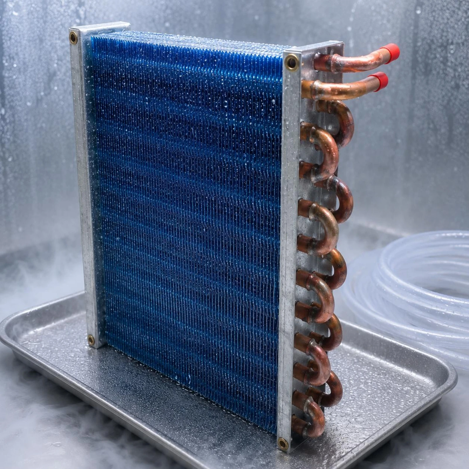 Rectangular Heat Exchanger Metal Frame Finned Heat Exchanger Home Heating Equipment Blue Industrial Part Robust