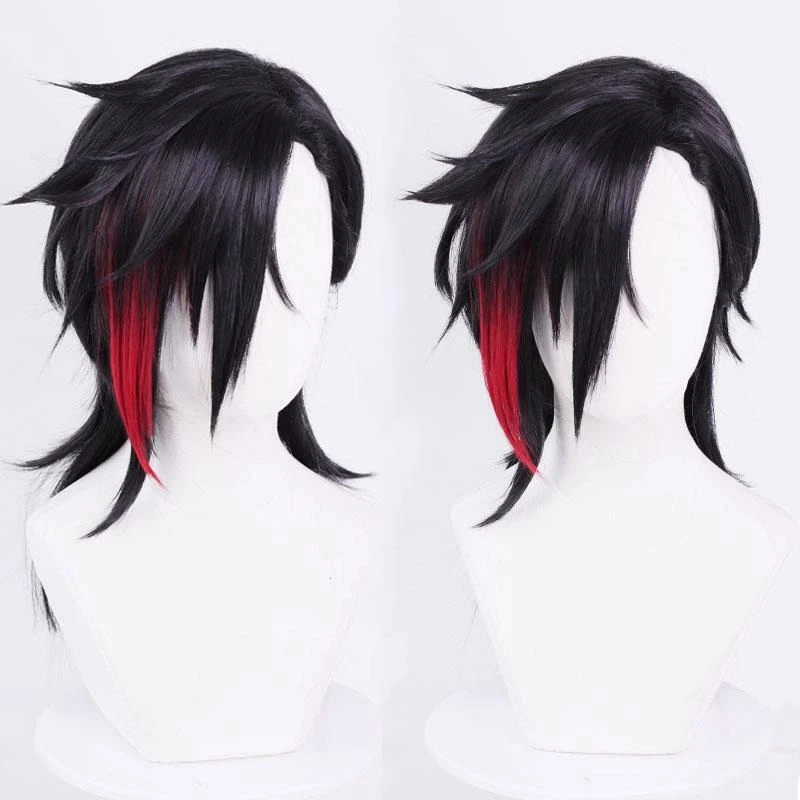 

Jeu Arcane Saison 2 Vi Jinx Cosplay Perruque, Cheveux Noirs et Rouges pour Femmes, Hommes
