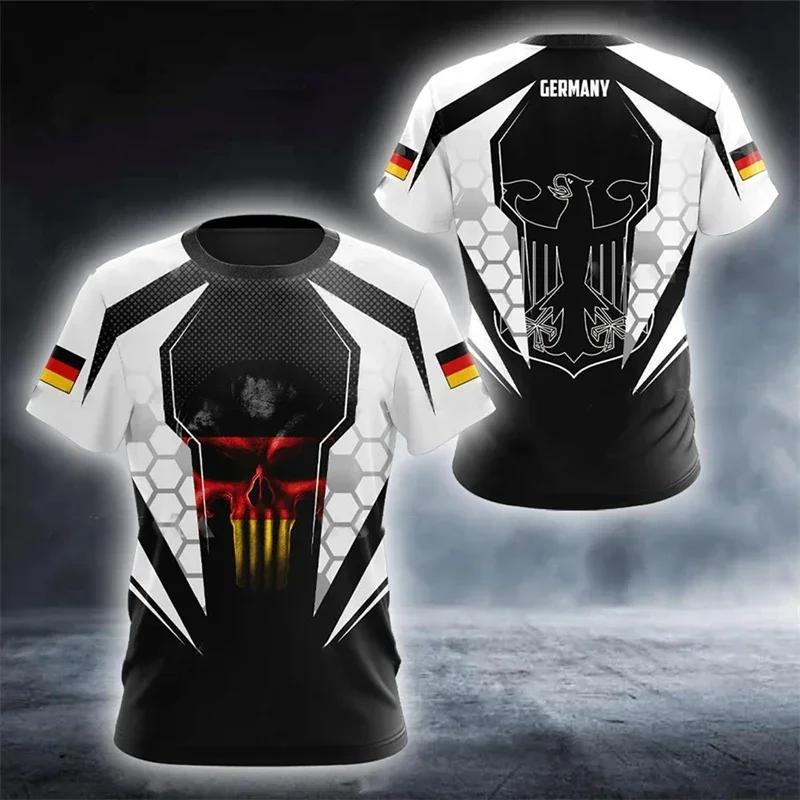 2026 Modisches Deutsches Flaggen-T-Shirt im Retro 3D-Stil für Herren, Sommer-Outdoor-Sport, Atmungsaktiv und Schnelltrocknend