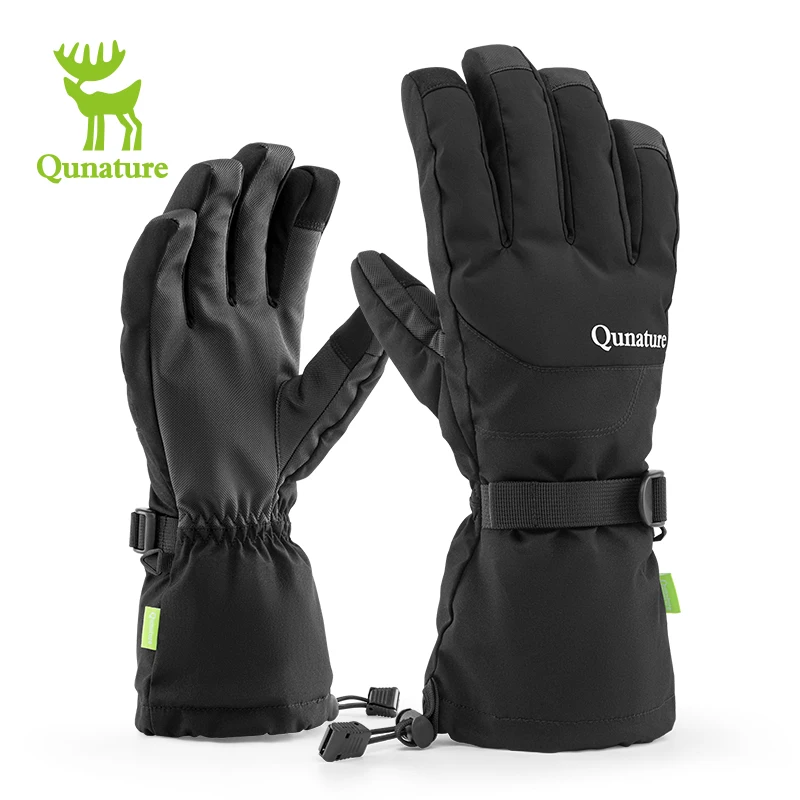 Qunature الدفء قفازات التزلج لمس المضادة للانزلاق قفازات كاملة الأصابع يندبروف الحراري الصوف الجليد على الجليد قفازات القفاز