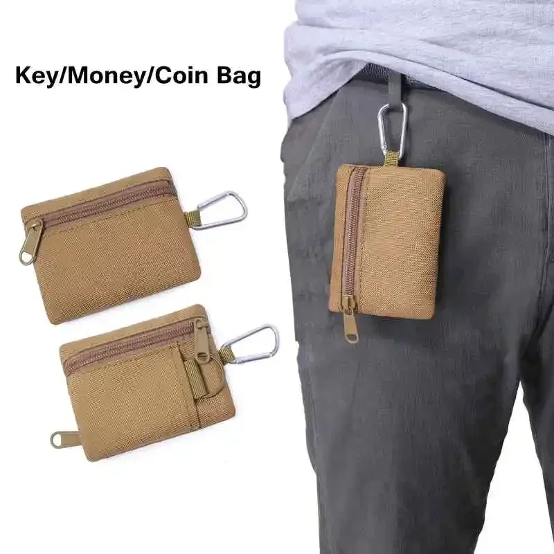 Small Wallet Keychain Wallet Change Pouch Credit Card Holder Mini Purse Outdoor Multifunction Tactical Sports Zipper Bags