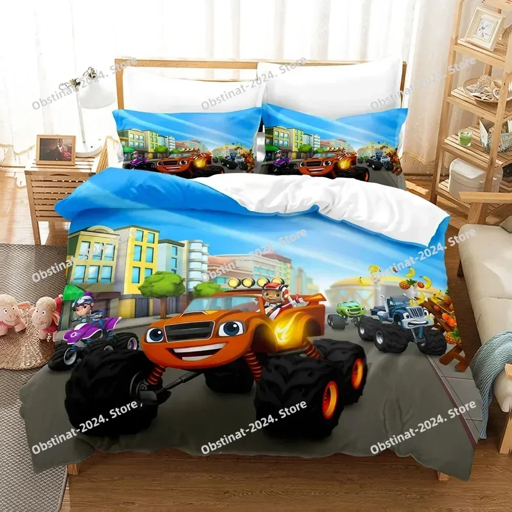 Top 08 Bedding Set Cartoon Duvet Cover Double Twin Full Queen King For Adult Kid Bedclothes Quilt Cover Blaze N Monster Machines