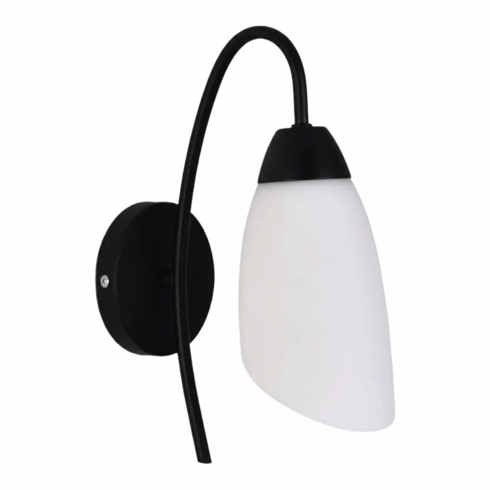 Matte Black Finish Wall Light Fixture 110-220V Milky White Glass Wall Mounted Lamp E26 Bulbs Not Included Wall Lamp Porch