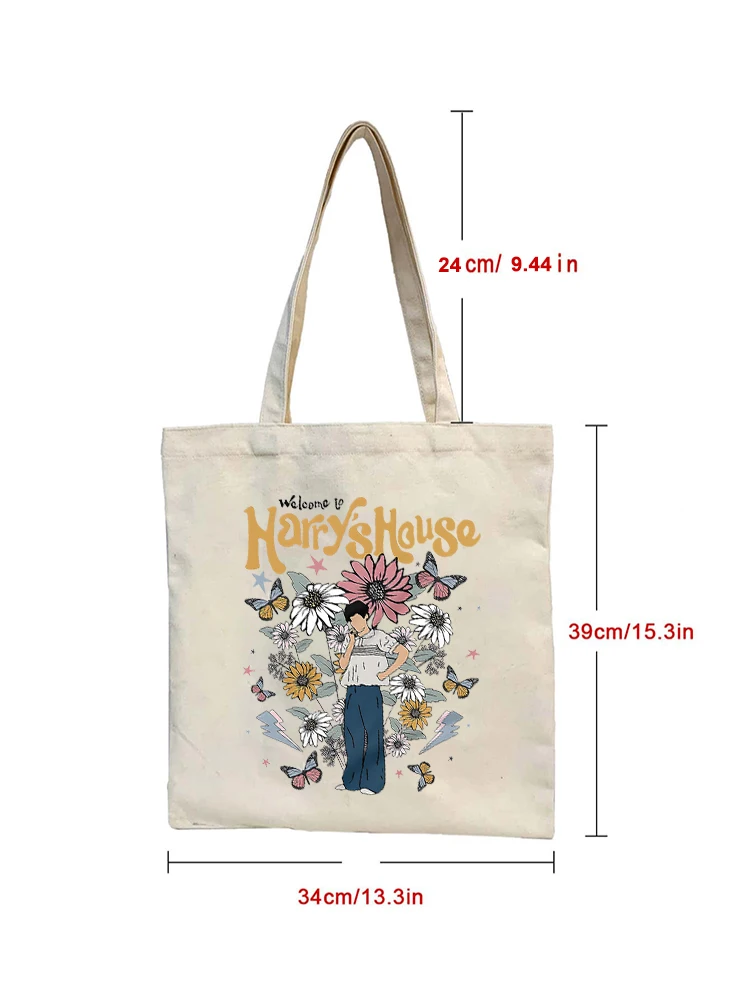 1pc Vintage Harry House Pattern Canvas Shoulder Tote Bag School Bag Handbag & Shopping Gift Bag Perfect For Outdoors Travel Gift