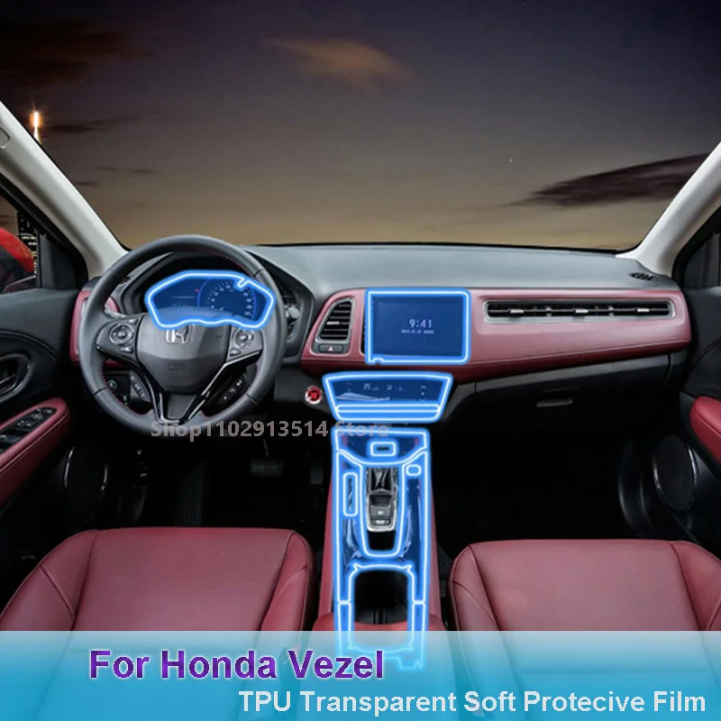 

For Honda Vezel（2018-2020）Car GPS Navigation LCD Screen TPU Protective Film Protector Decoration Stickers