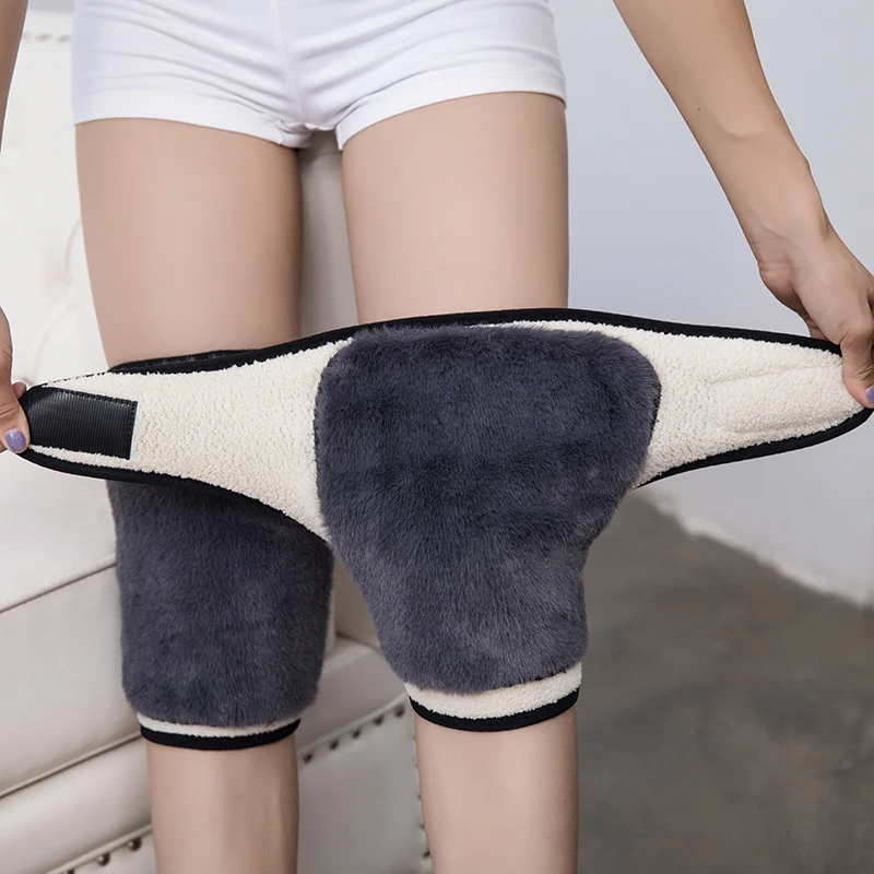 2pcs A pair Adjustable Anti Cold Knee Pads Brace Plus Velvet Knee Protector Warmer Prevent Arthritis Leg Support Thicken Kneepad