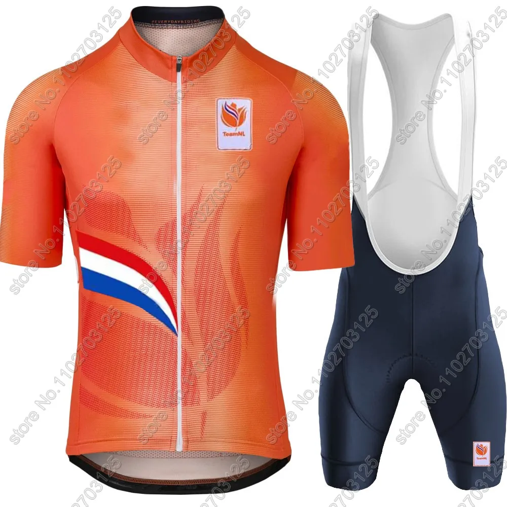 Netherlands National Team 2024 Cycling Jersey Set Dutch World Champion Cycling Clothing Road Bike Shirts Suit Bib Shorts MTB