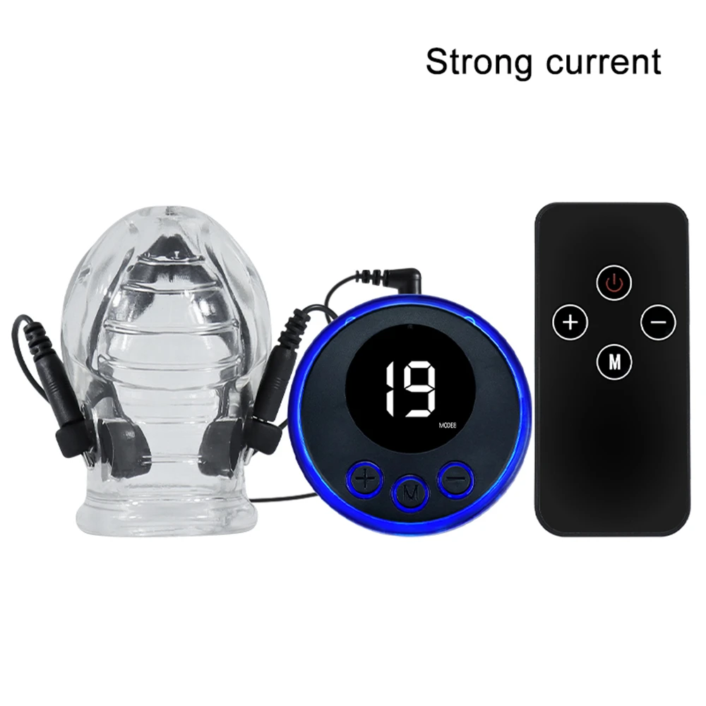 Penis Stretcher Electric Shock Penis Extender Glans Condom Ejaculation Delay Cage Bdsm Dick Stimulation Therapy Man Gay Sex Toys view 6