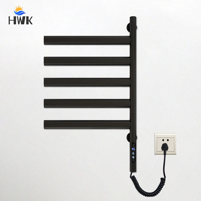 Toalheiro Elétrico Aquecido Aquecedor Rotativo Controle de Temperatura Temporização Aquecedor do Banheiro Preto Branco Cinza