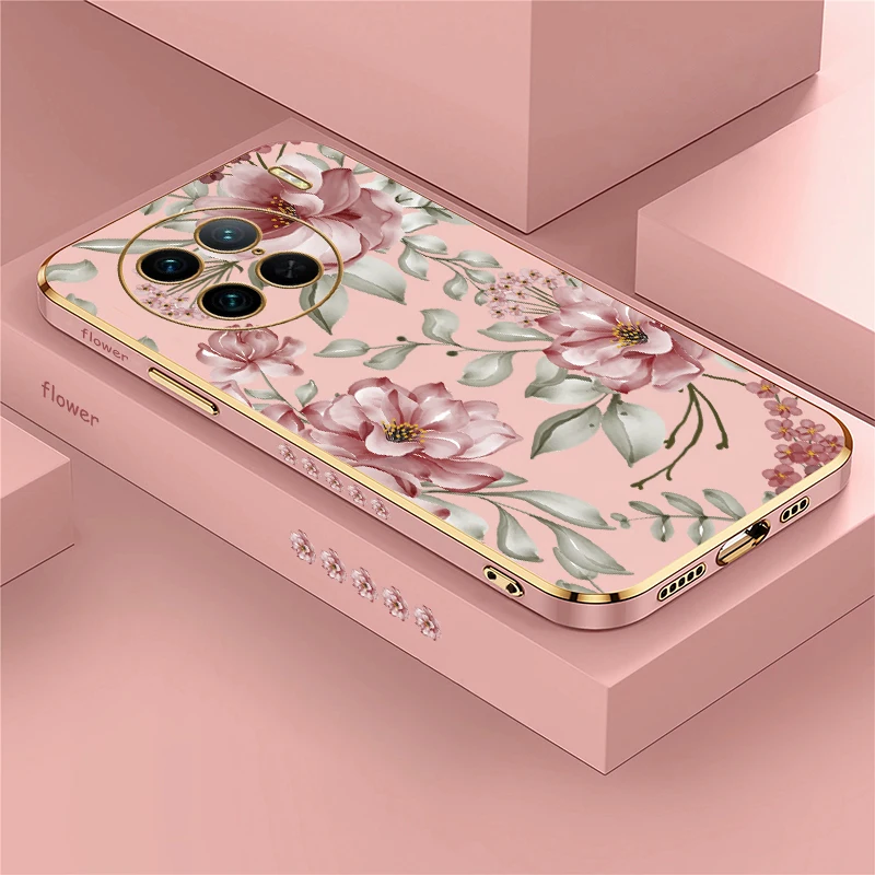 حافظة لهاتف Vivo Y100 5G Y81 Y78 Y73 Y53S Y55S Y72 Y71 Y70 Y67 Y77E Y95 Y93 Y91i غطاء مطلي بالسيليكون على شكل زهرة #1