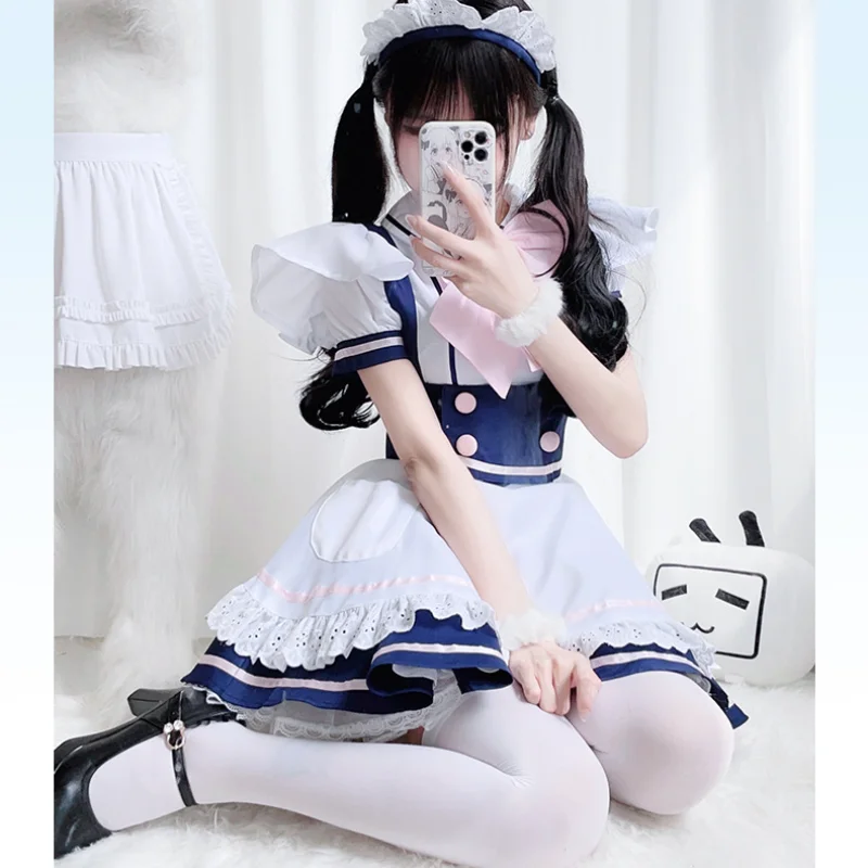 Pokojówka Cosplay kawiarnia kostium Lolita księżniczka sukienka śliczna miękka dziewczyna Anime kostium damski