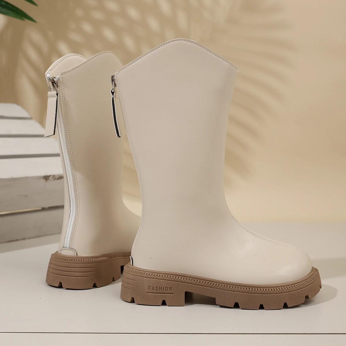 Girls Knee High Riding Boots 2026 New Kids Black Long Boots Fleece Lined Warm Winter Cotton Boots Non-slip for Girls 3-12 Years