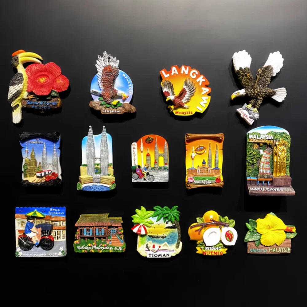 

Asia Malaysia Customs And Culture 3D Refrigerator Magnets Fridge Magnetic Tourist Souvenir Decoration Articles Handicraft Gifts