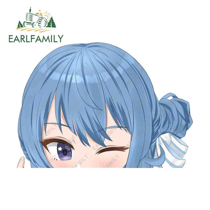 

EARLFAMILY Hololive Hashimoto Suisei Car Stickers Waterproof Scratch-proof Cartoon Decal Rearview Mirror Laptop Car Accessories