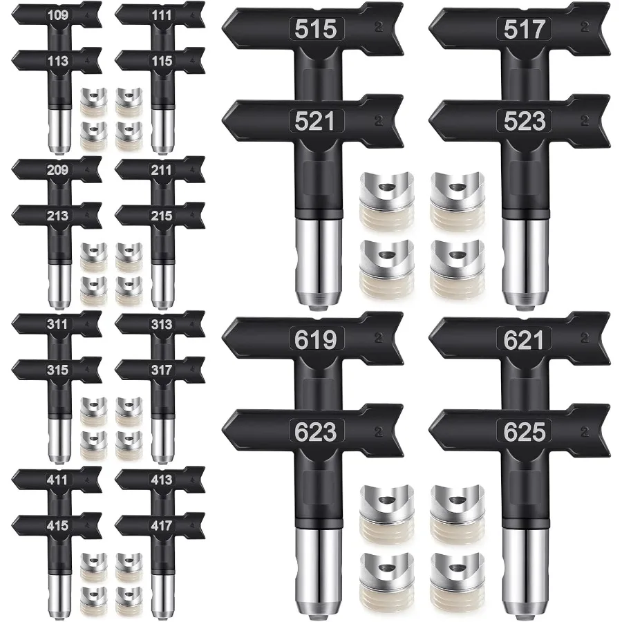 

Набор из 24 реверсивных распылительных насадок черного цвета для безвоздушных распылителей, запчасти для машин для распыления краски, для домов, зданий, ограждений, безвоздушных систем