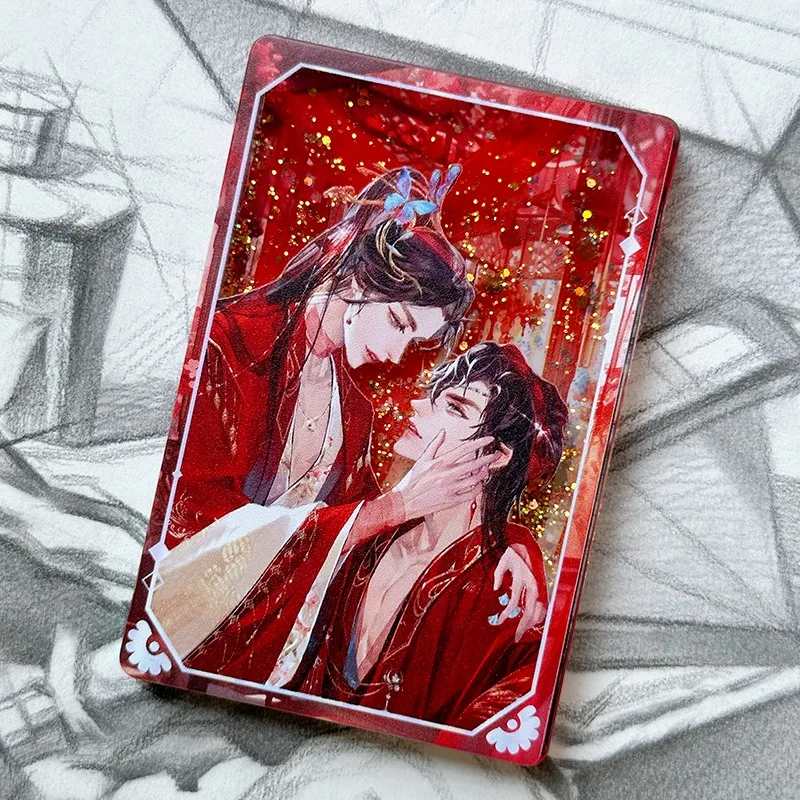 Anime Tian Guan Ci Fu Cosplay Hua Cheng Xie Lian Wedding Cartoon Acrylic Flowing Quicksand Mahjong Ornament Student Props Gifts