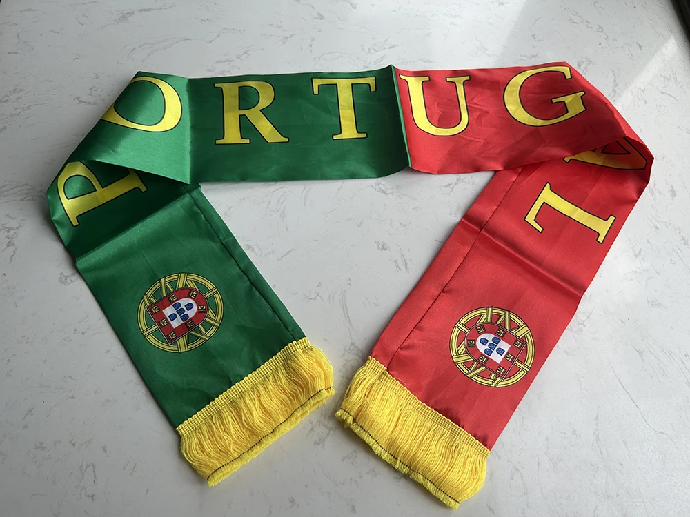 (SKY FLAG) Portugal-Schal 14x130cm Doppelseitiger Druck Satin Fußball-Fan-Portugal-Schal Flaggen-Banner – Detail 11