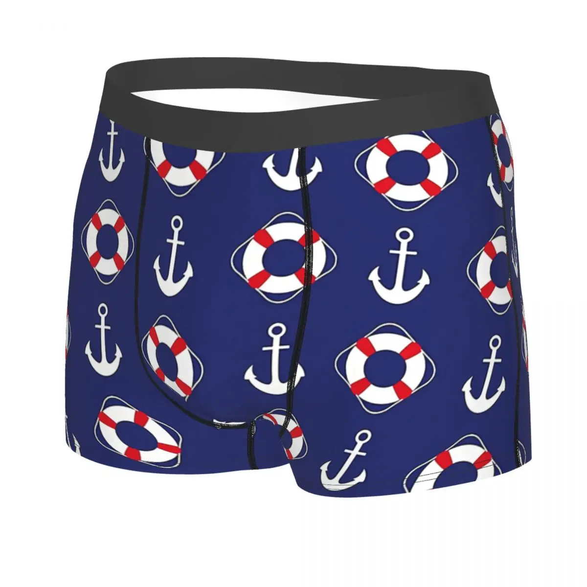 Seamless Nautical Men Boxer Briefs Underpants Anchor Highly Breathable High Quality Sexy Shorts Gift Idea