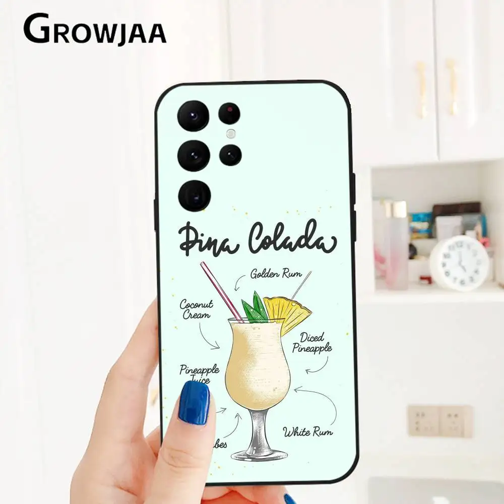 Pina Colada Cocktail telefoonhoesje voor Samsung Galaxy S25 S24 S22 S23 Ultra S21 S20 Plus 5G