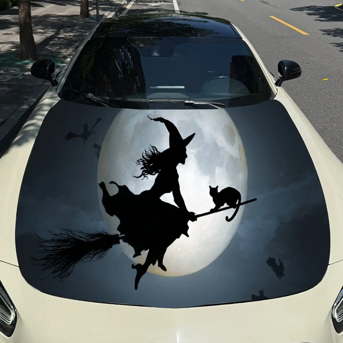 ملصقات الفينيل لغطاء السيارة من The Flying Witch and the Black Cat لحماية سطح السيارة وغطاء تزيين السيارة من الفينيل يلتف Waterpr #3