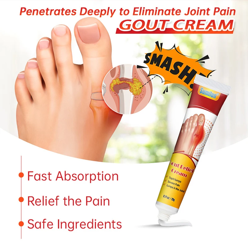 Gout Relief Cream Joint Pain Ointment, Paste For Relief Reduce Swelling Muscle Soreness Paste Knee Ointment Soothes Feet Knees