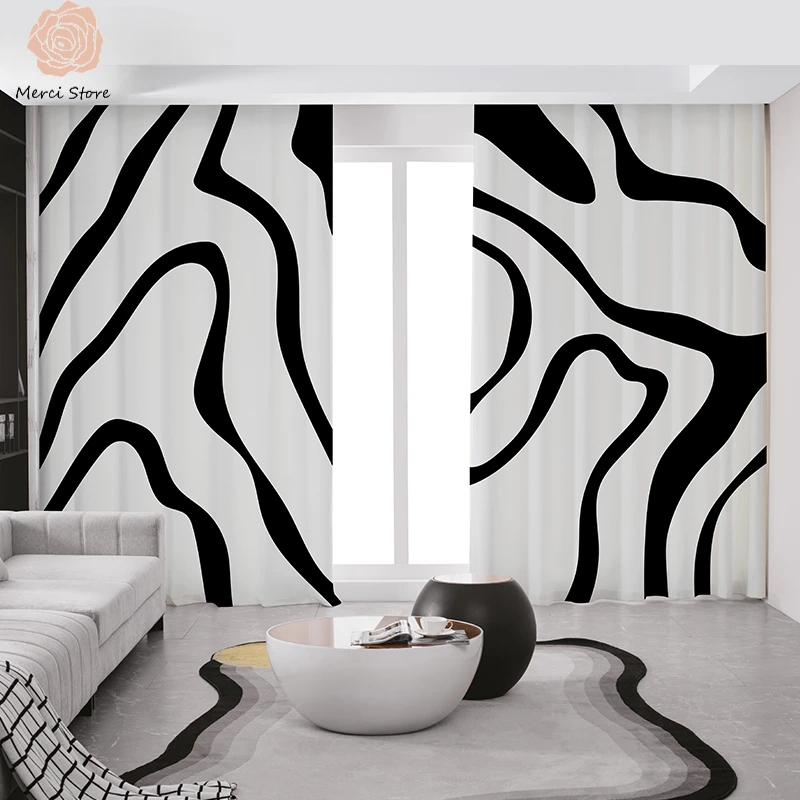 

Custom Nordic Light Luxury Personality Fashion Net Red Art Zebra Print Curtains for Bedroom Living Room Blackout Home Decor