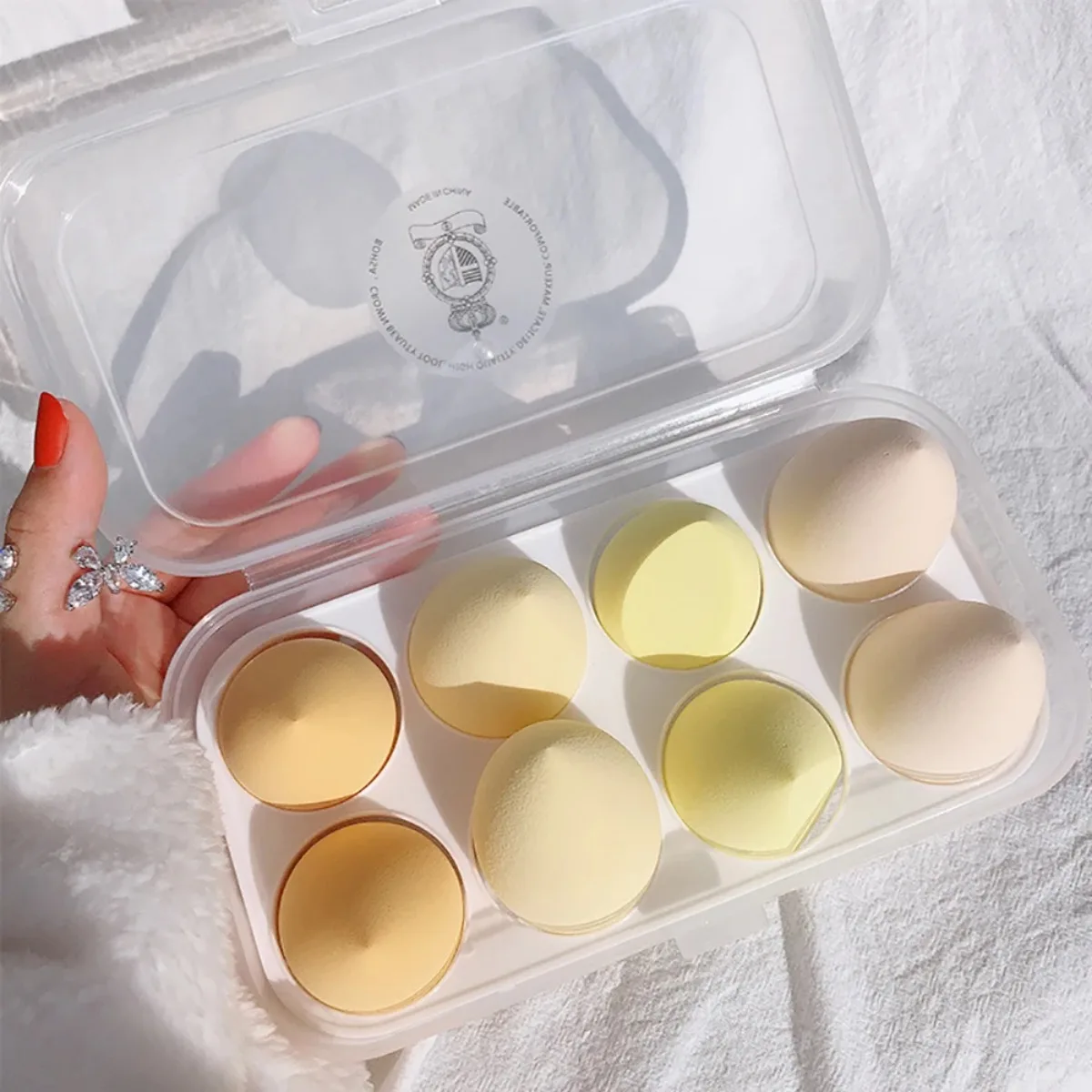 8 Grids Makeup Blender Storage Box Cosmetic Puff Makeup Sponge Holder Transparent Case Container Organizer Make Up Accessories