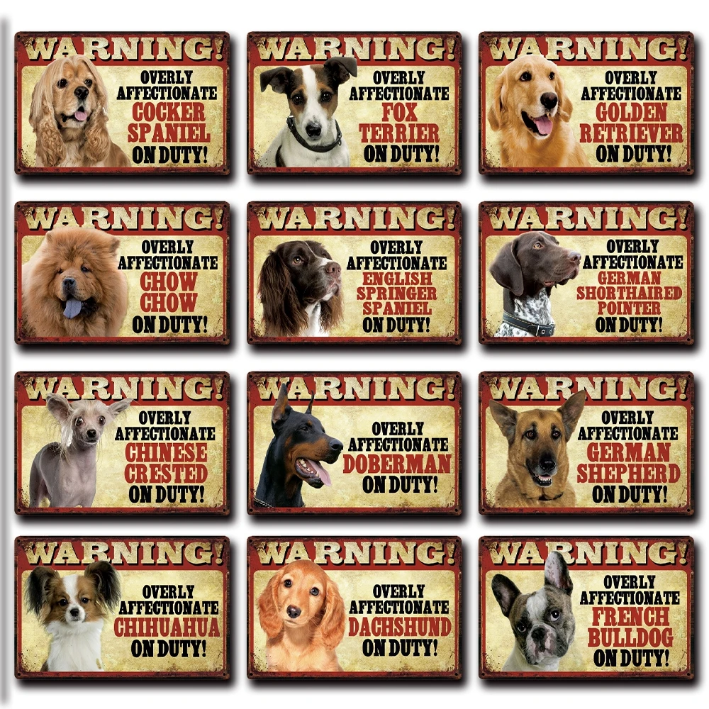[ Kelly66 ] Pets Dog Warning Doberman Golden Labrador  Metal Sign Tin Poster Home Decor Bar Wall Art Painting 20*30 CM Size D