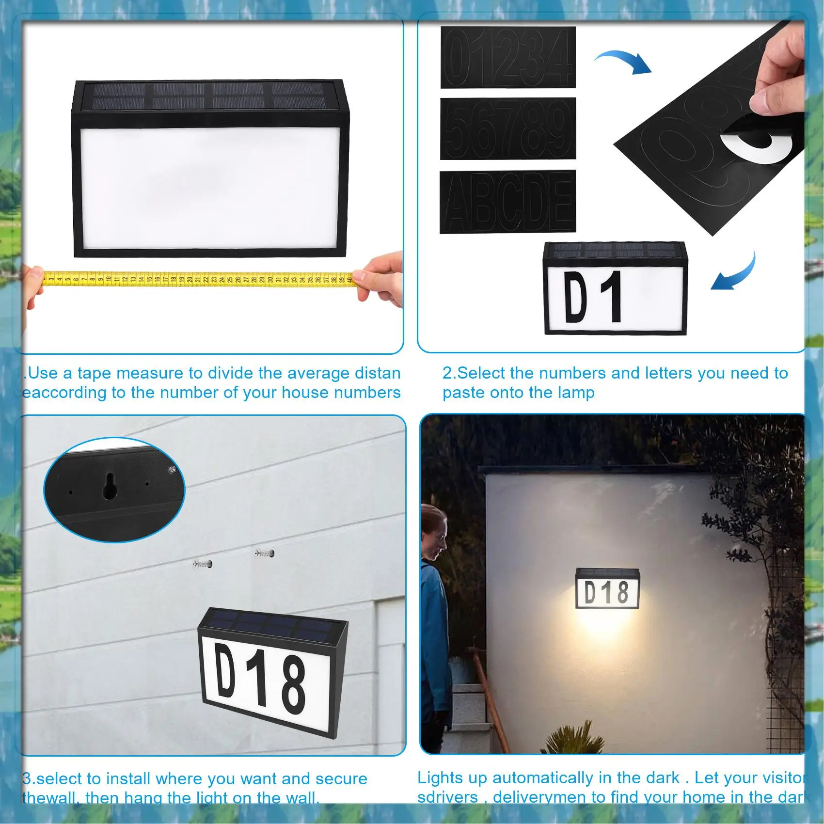 

Mar.Solar дверной светильник, индикация адреса, номерной знак, солнечный адресный знак, уличный ABS + ПК со световой адресной табличкой