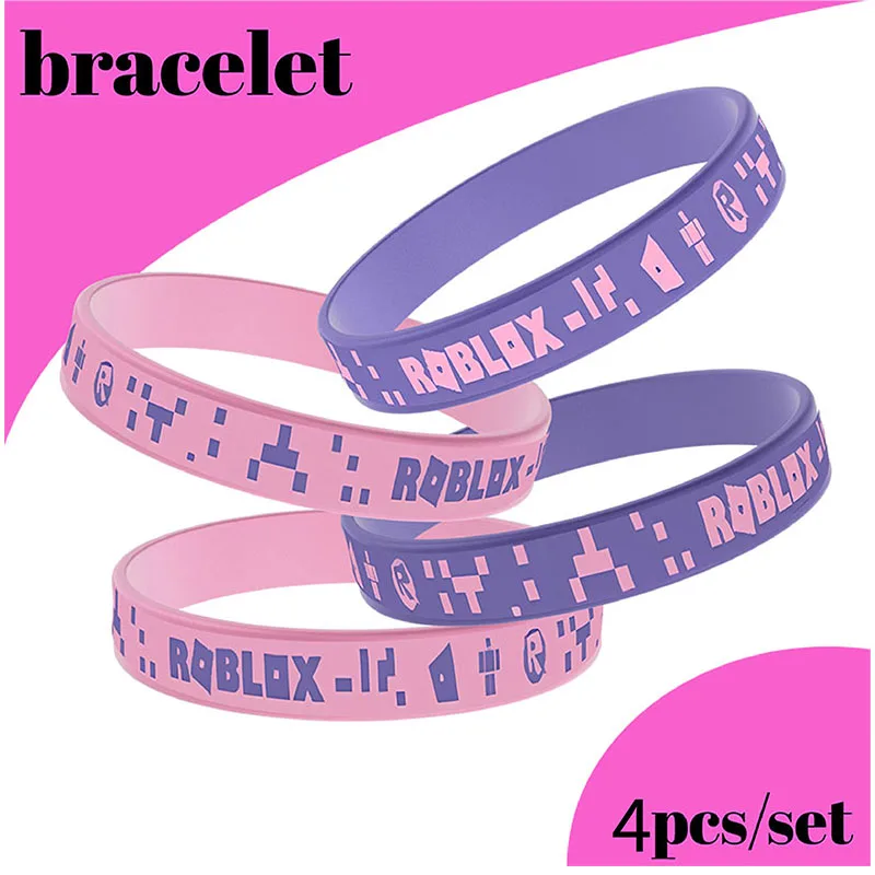 Roblox Girl  Party Wristbands Model 2 Color Sports Silicone Bracelet Toys Party Favors Gift  4pcs Tableware Kit Supplie Kids