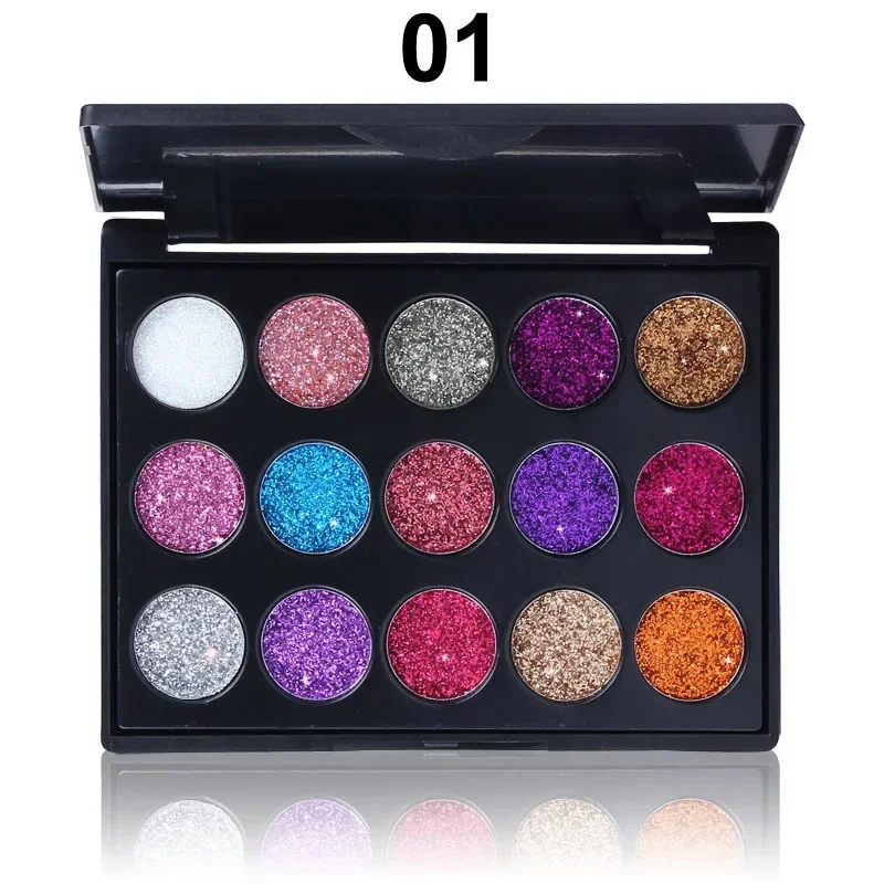 Paleta de sombra de ojos con purpurina de 15 colores, pigmento, paleta de Maquillaje de ojos profesional, paleta de sombra de ojos de maquillaje de larga duración