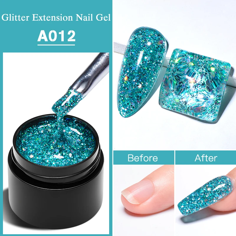 MEET ACROSS 8ml Quick Extension Nail Gel Glitter Color Acrylic Quick Building Gel Polish Nail Art Varnishes DIY Design Manicure