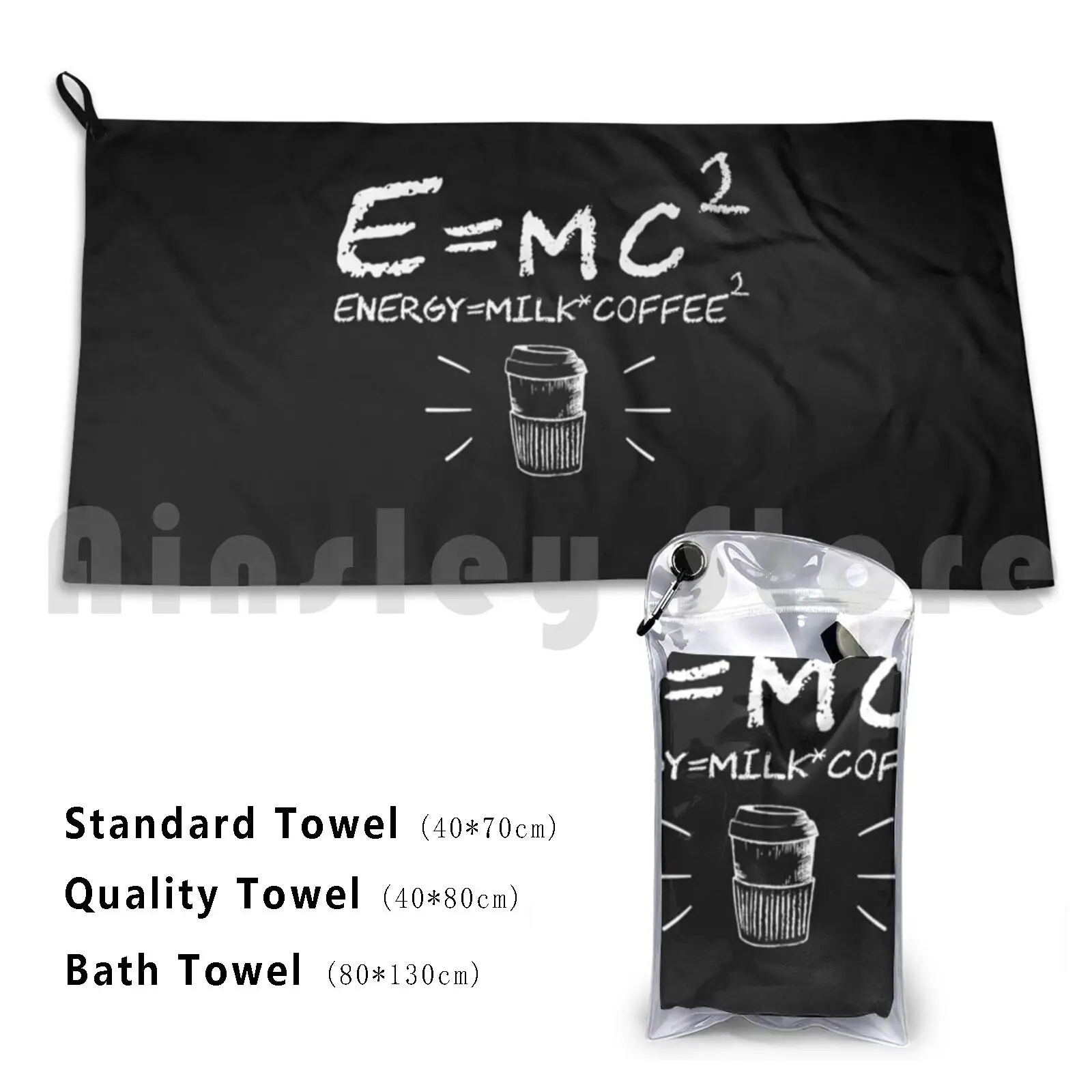 E = mc2 énergie c'est un lait multiplé par Double café formule physique drôle équitation serviette de bain coussin de plage E