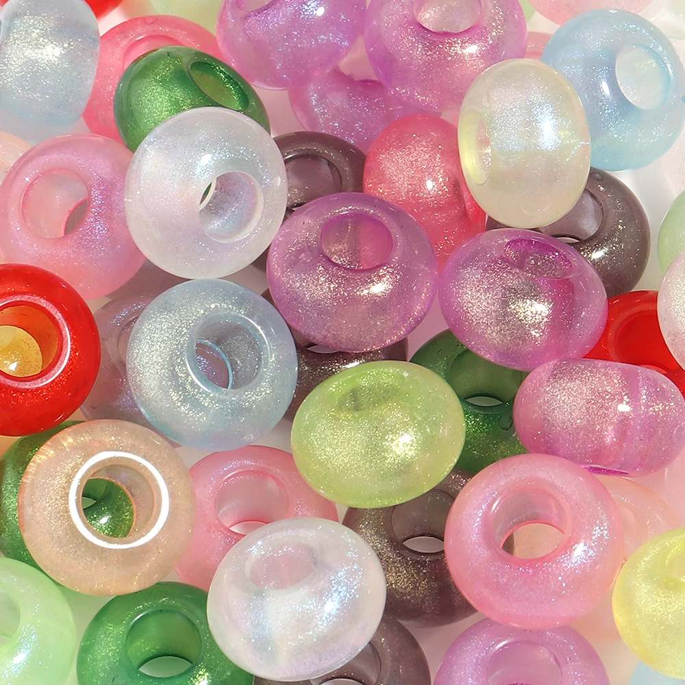 30 Stück zweifarbige Acrylperlen mit großen Löchern, lose Abstandsperlen für DIY-Handarbeiten, Armbänder, Schlüsselanhänger, Schmuckherstellung – Detail 6