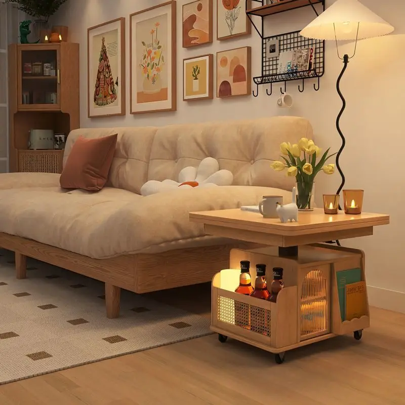 Be suitable for mobile cart tea table folding tea table multi-function living room sofa side  customizable