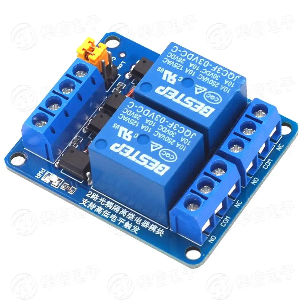 

10pcs/lot 2-Channel Electromagnetic Relay Control Board Module 3.3V5V1V24V High and Low Level Trigger Dual Optocoupler Isolation