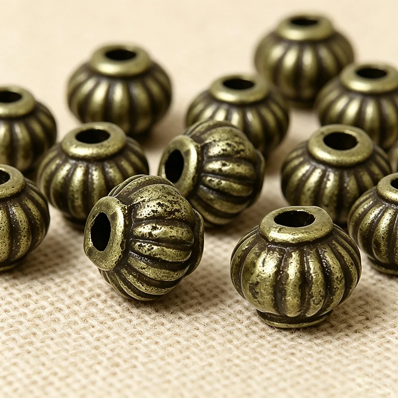 Vintage Spacer Beads Pumpkin Shape Antique Bronze Color Metal Loose Beads DIY Making Bracelets Jewelry About 5mm X 4mm,30PCs