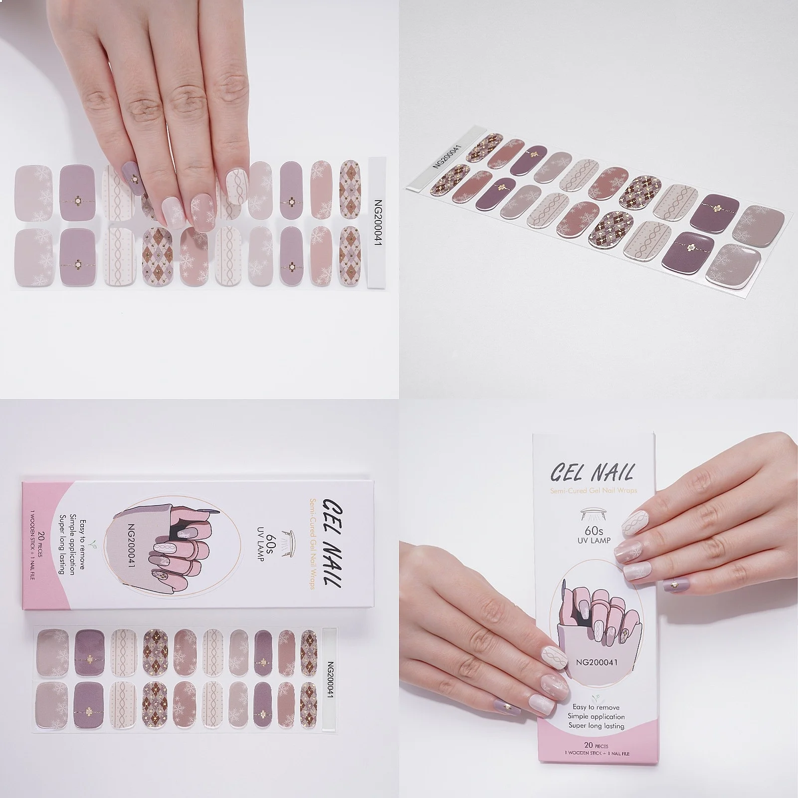 Wholesale Semi Cured Gel Nail Wraps Set Hot Selling Nail Art Design DIY Manicure Kit
